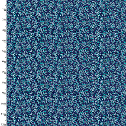 Fabric Editions Hello Spring Leaf Navy Cotton Prints