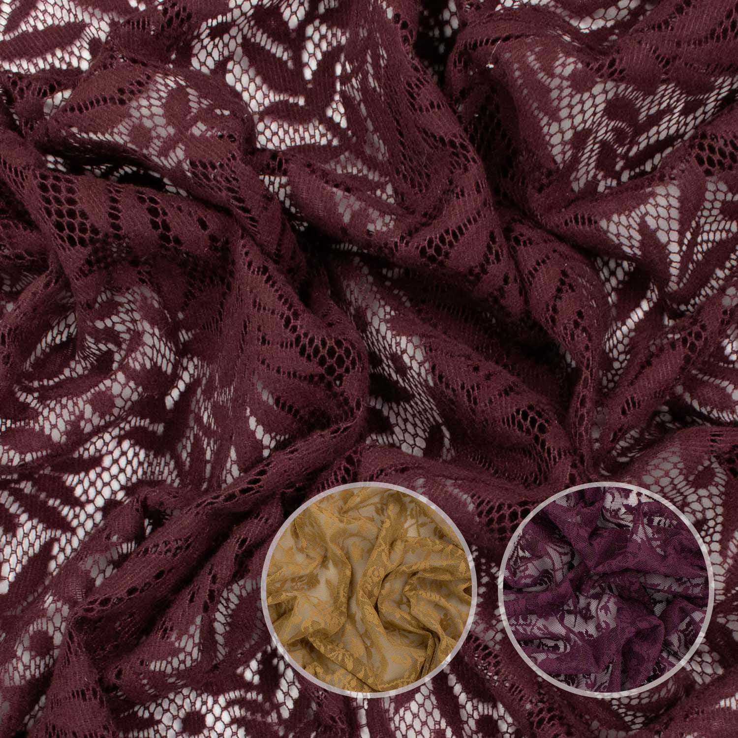 Flocked Floral Vines Lace Mesh