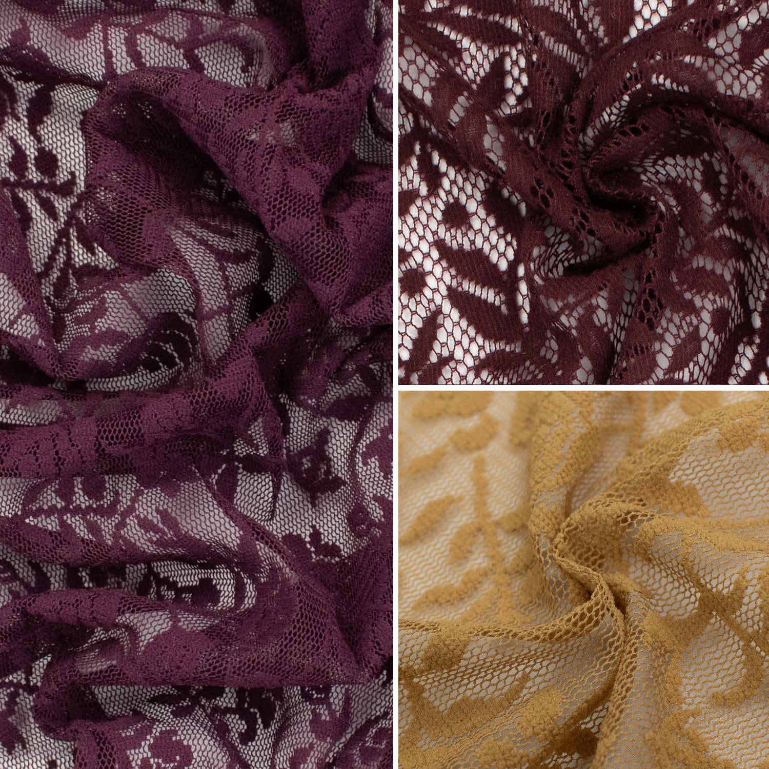 Flocked Floral Vines Lace Mesh - Image 4