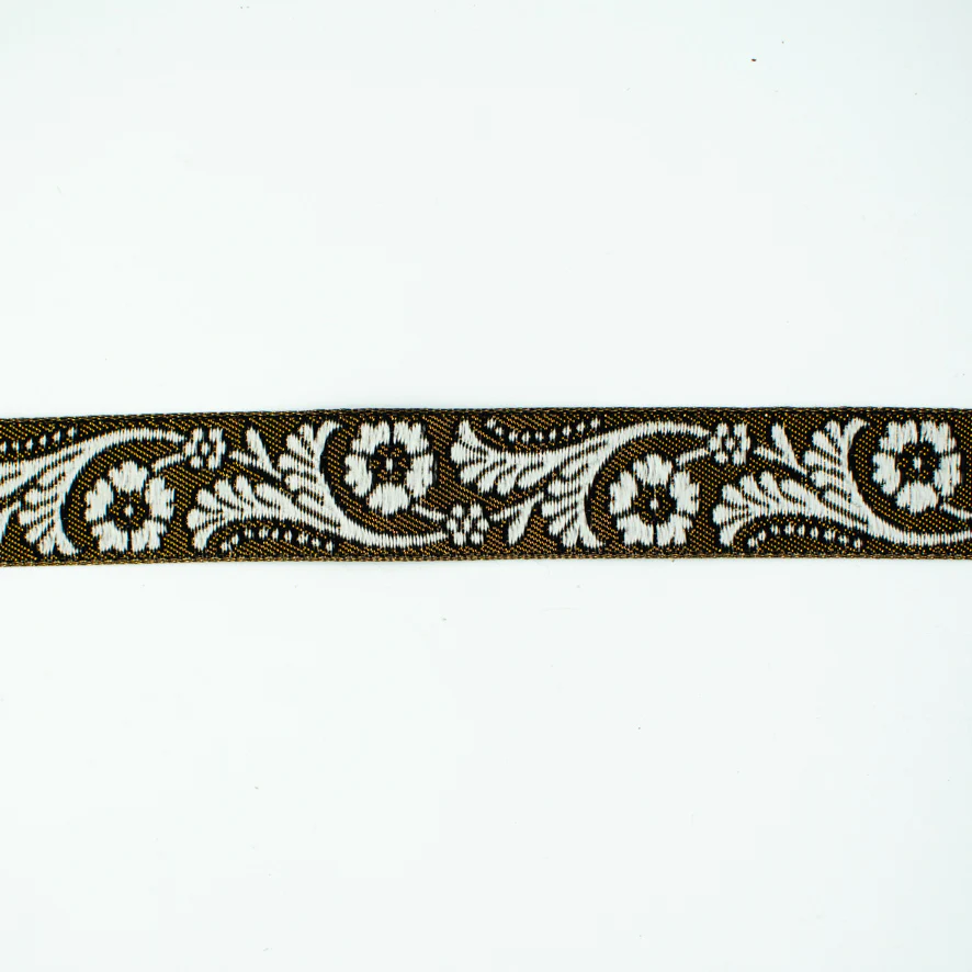 Floral Vines Embroidered Jacquard Ribbon-30mm - Image 7