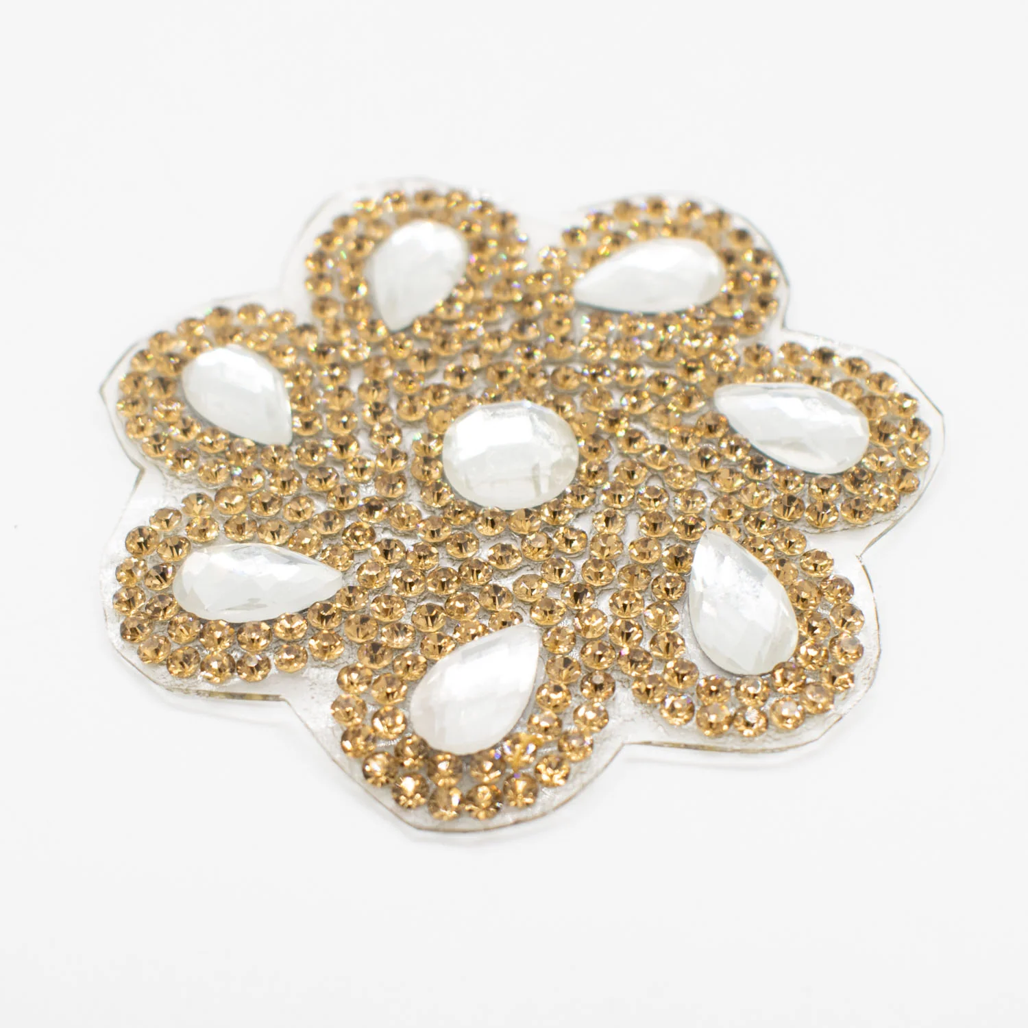 Gold & Silver Flower Diamante Iron-on Motif 6.5CM - Image 2