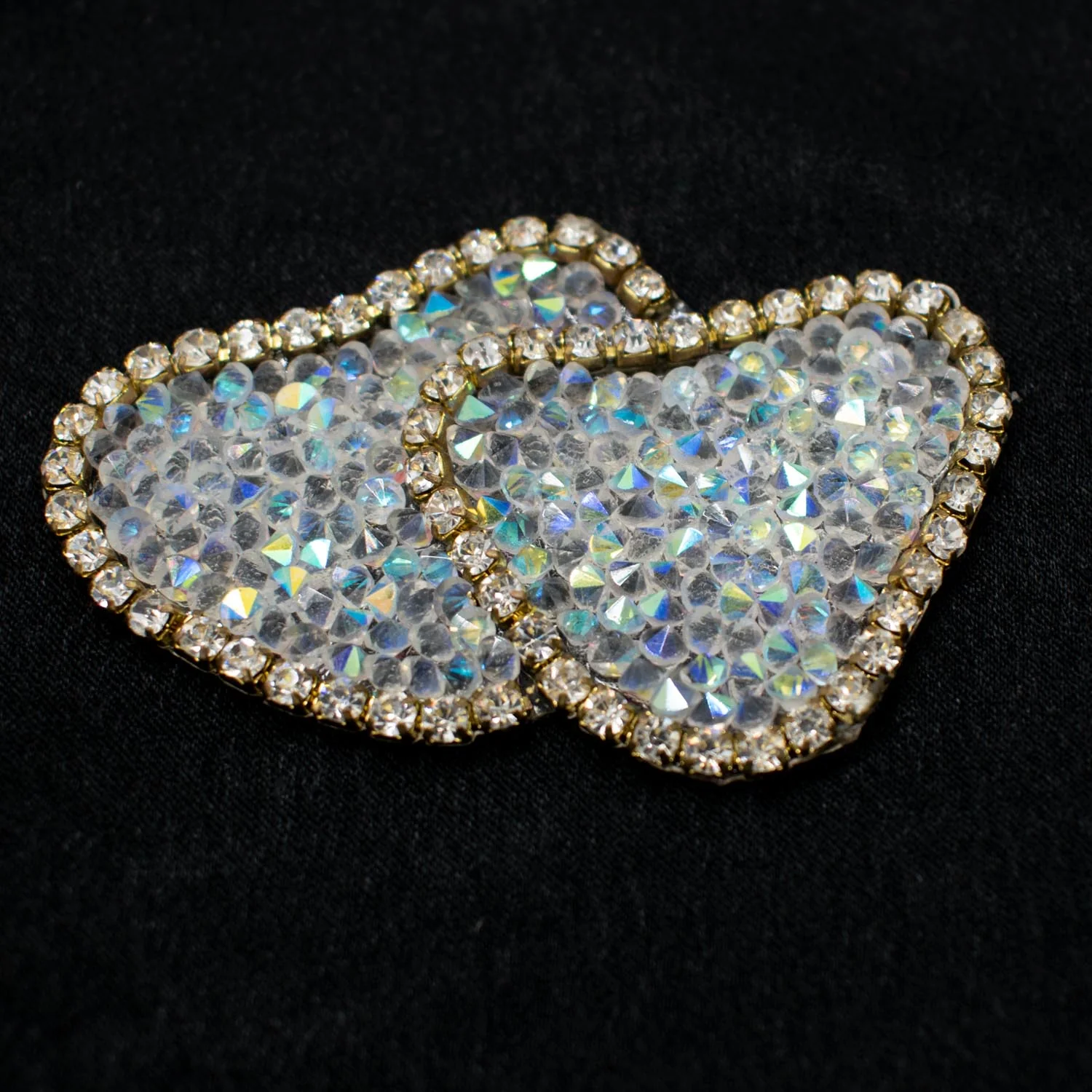 Gold Heart Diamante Iron-on Motif Design-AA05 6.5CM x 4.5CM - Image 3