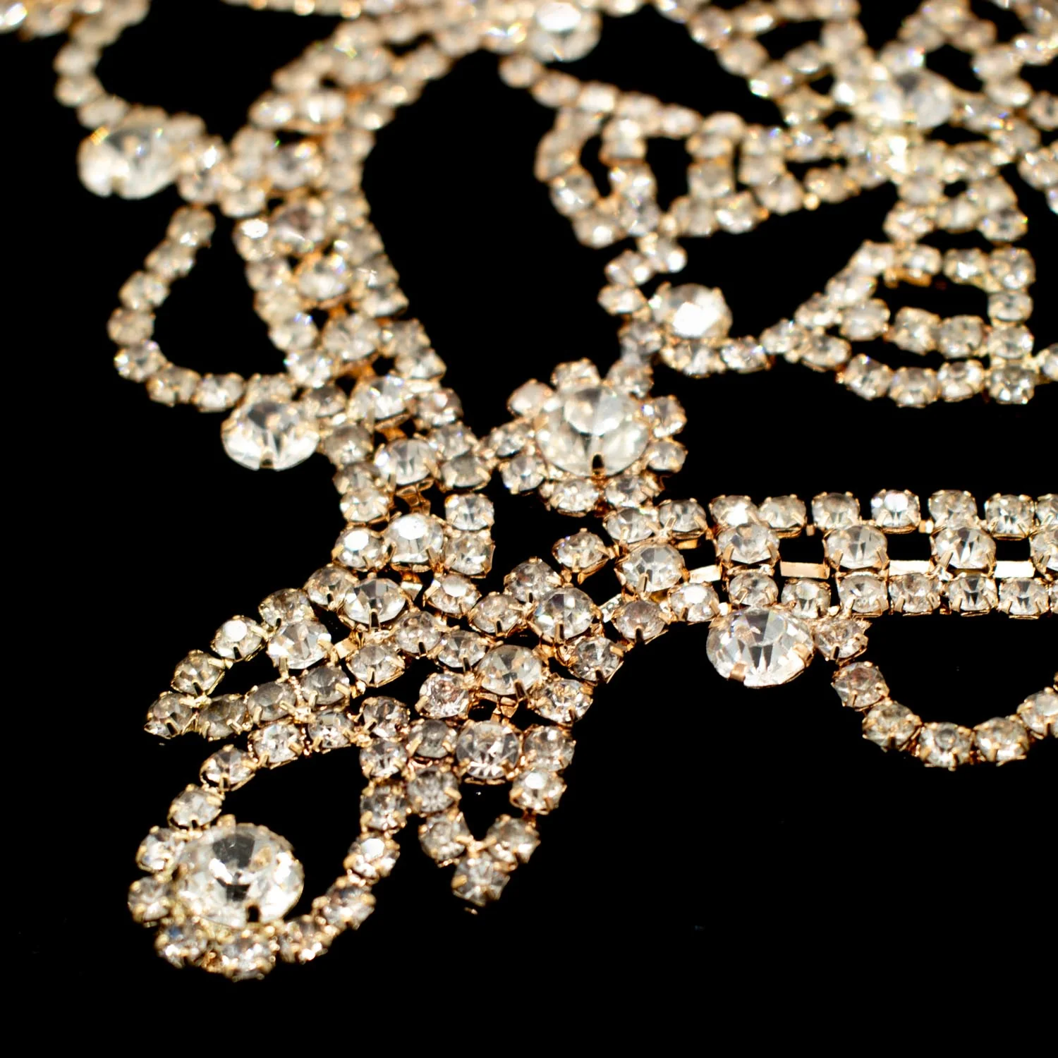 Gold Luxury Rhinestone Diamante Motif Sew on Bridal Jewellery - Image 3