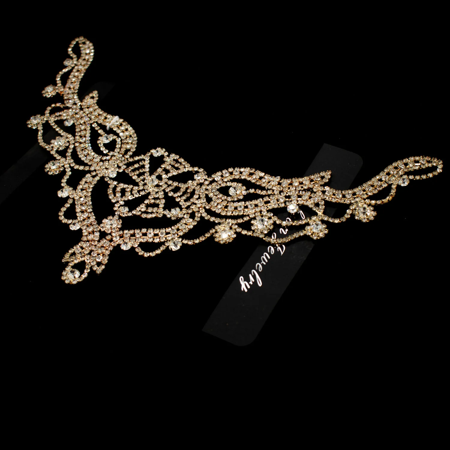 Gold Luxury Rhinestone Diamante Motif Sew on Bridal Jewellery - Image 4