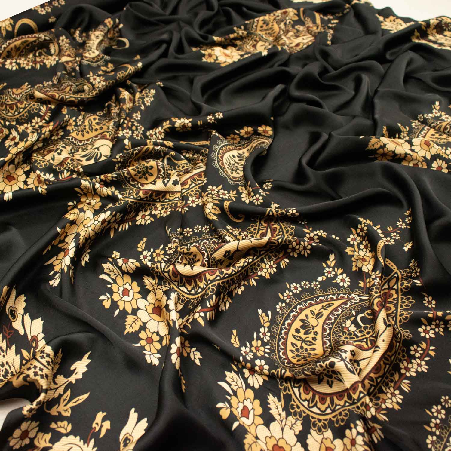 Gold Paisley Border Prints Satin & chiffon - Image 5