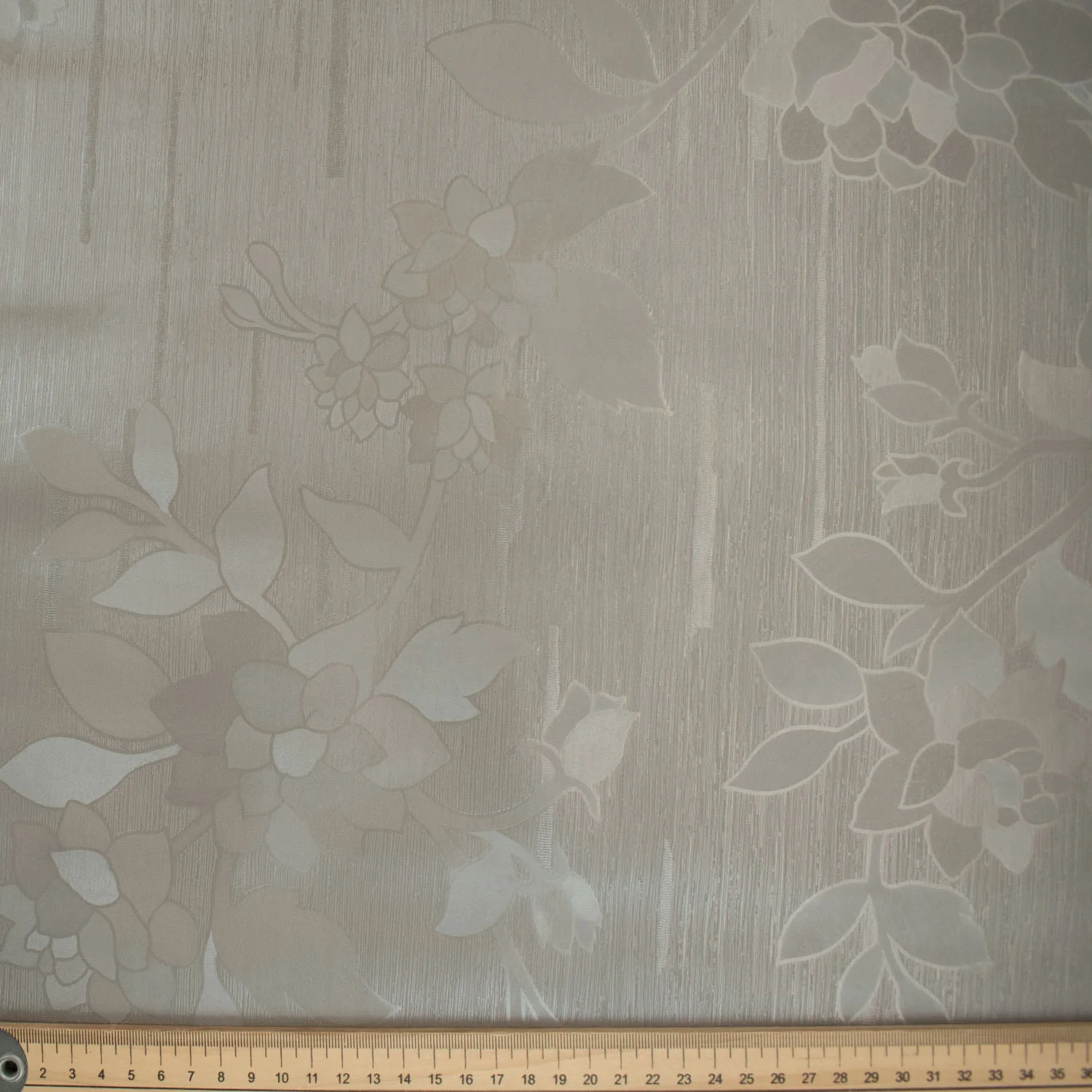 Grey Floral Vines Plastic Tablecloth Fabric - Image 3