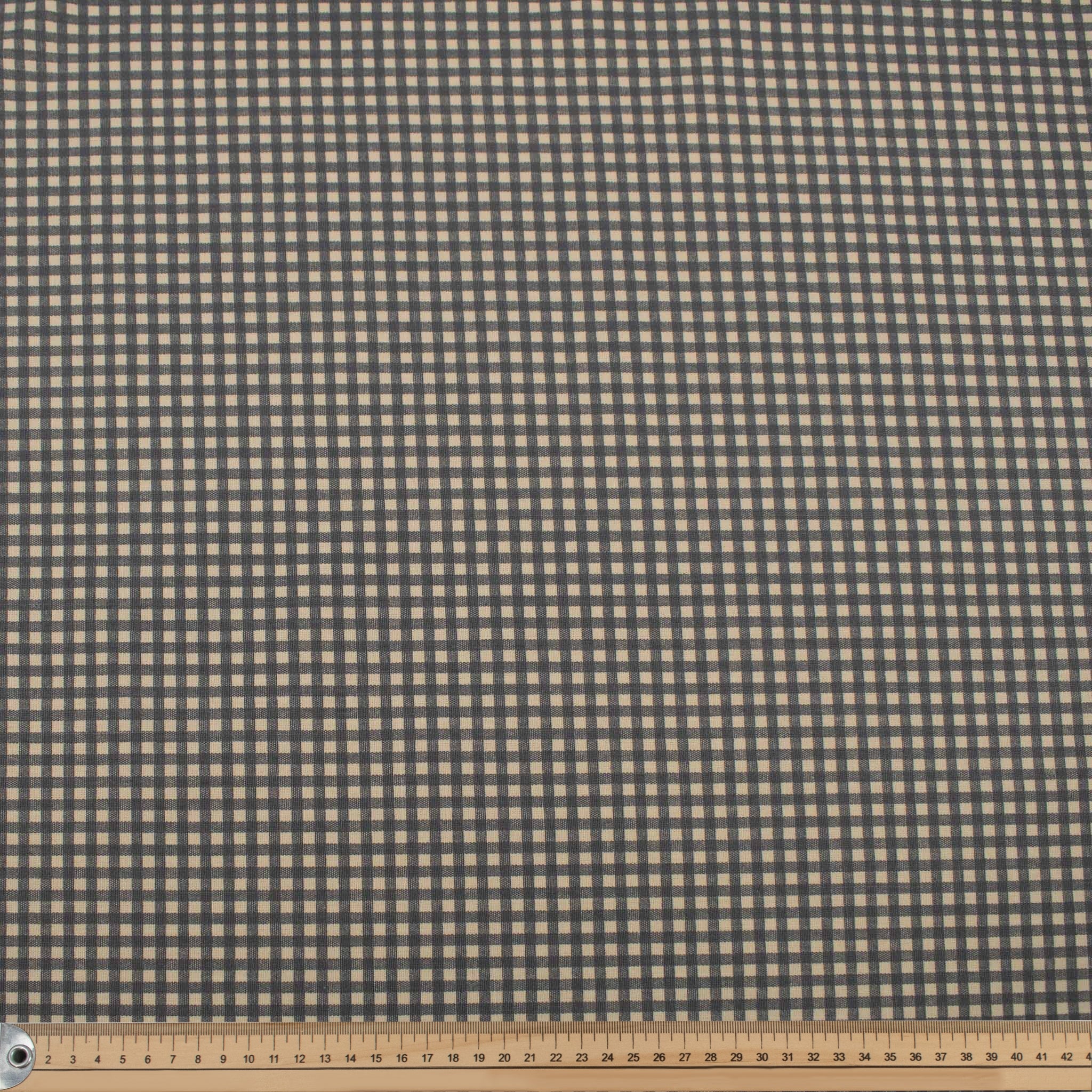 Grey Small Gingham Check Cotton Canvas Print