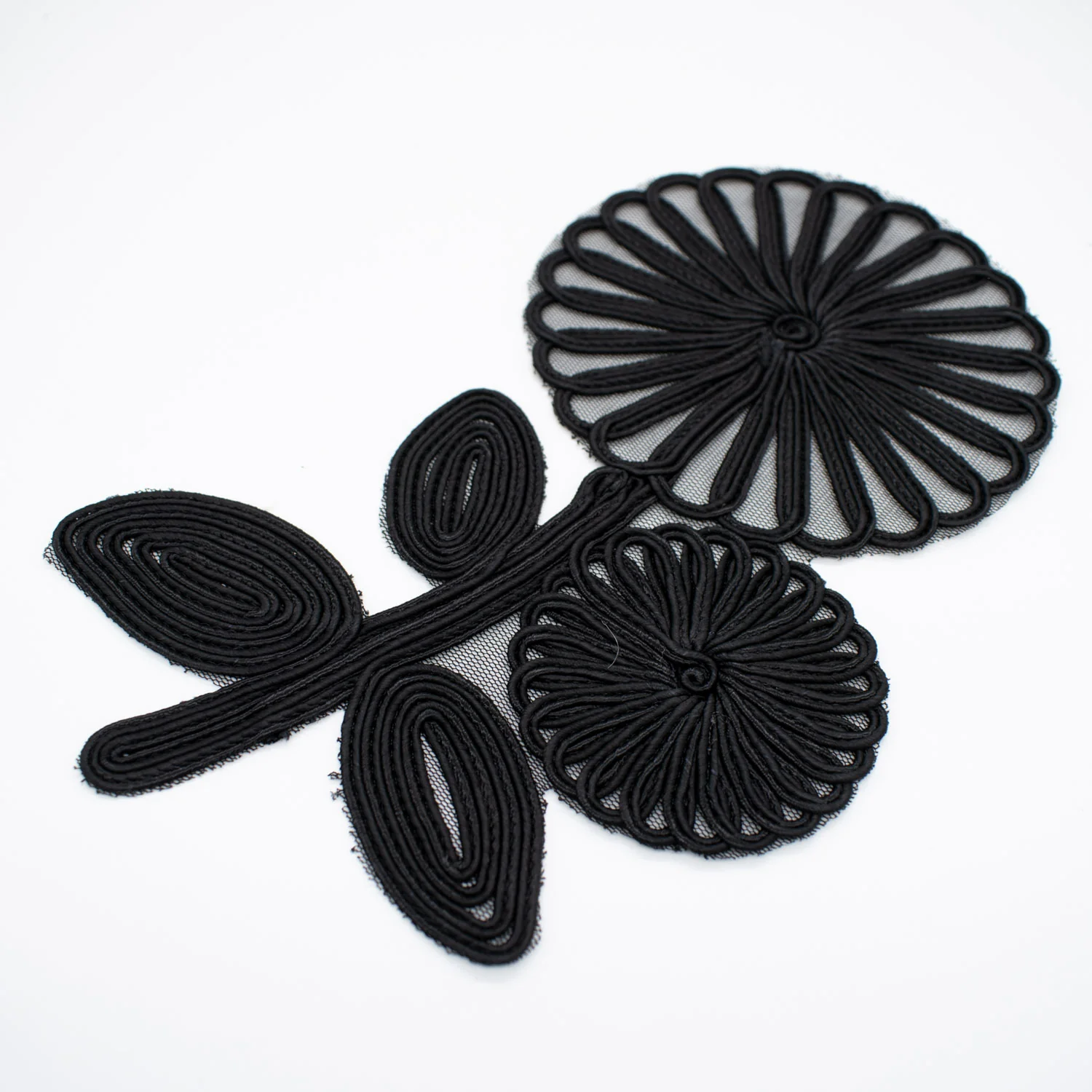 Guipure Flower Lace Black Applique Motif Design-MOT-I-30 - Image 2