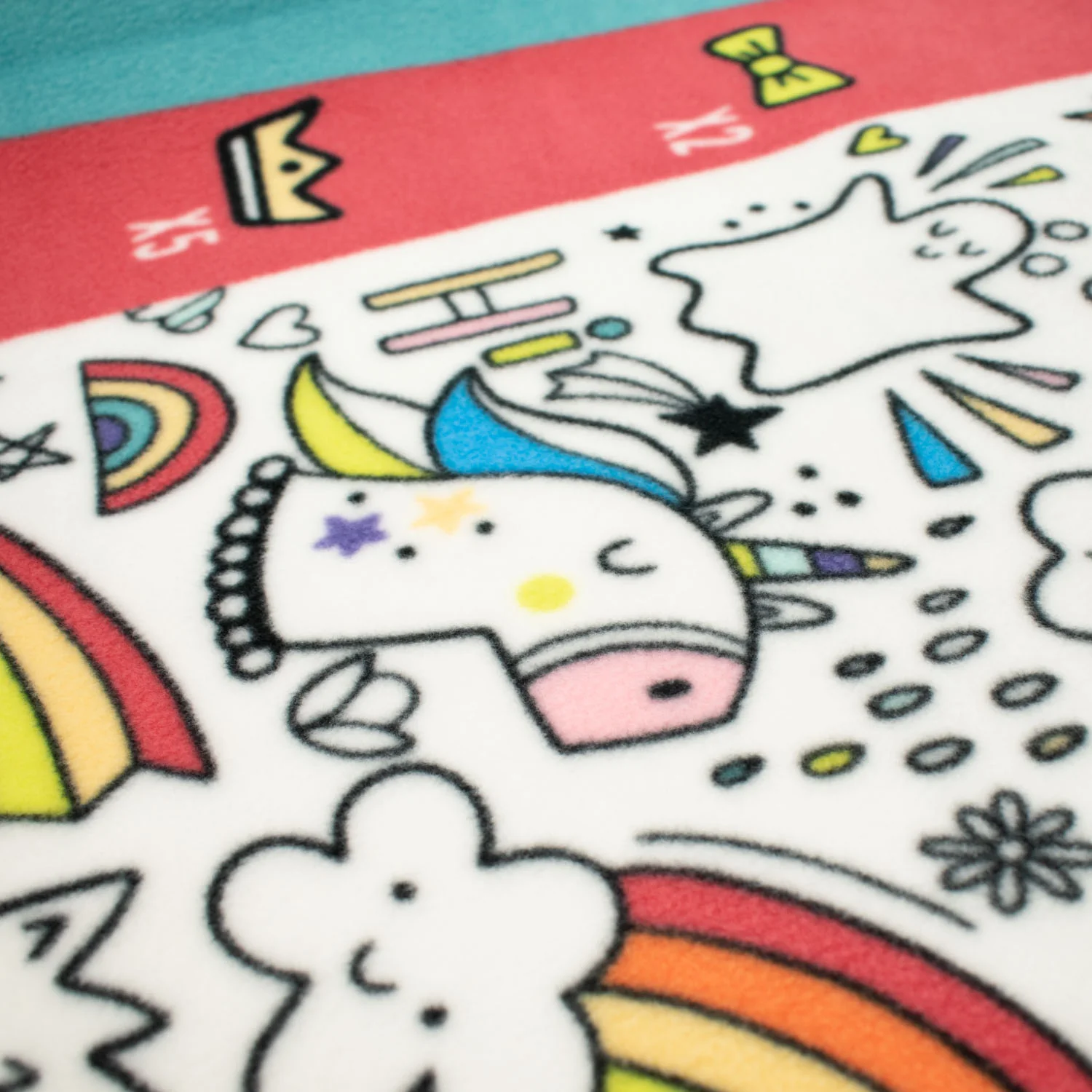 Happy Colourful Doodles Printed Polar Fleece Design 114 - 1.33M Panel - Image 4