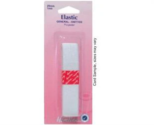 Hemline Elastic - General Purpose Knitted - 25mm x 1m White