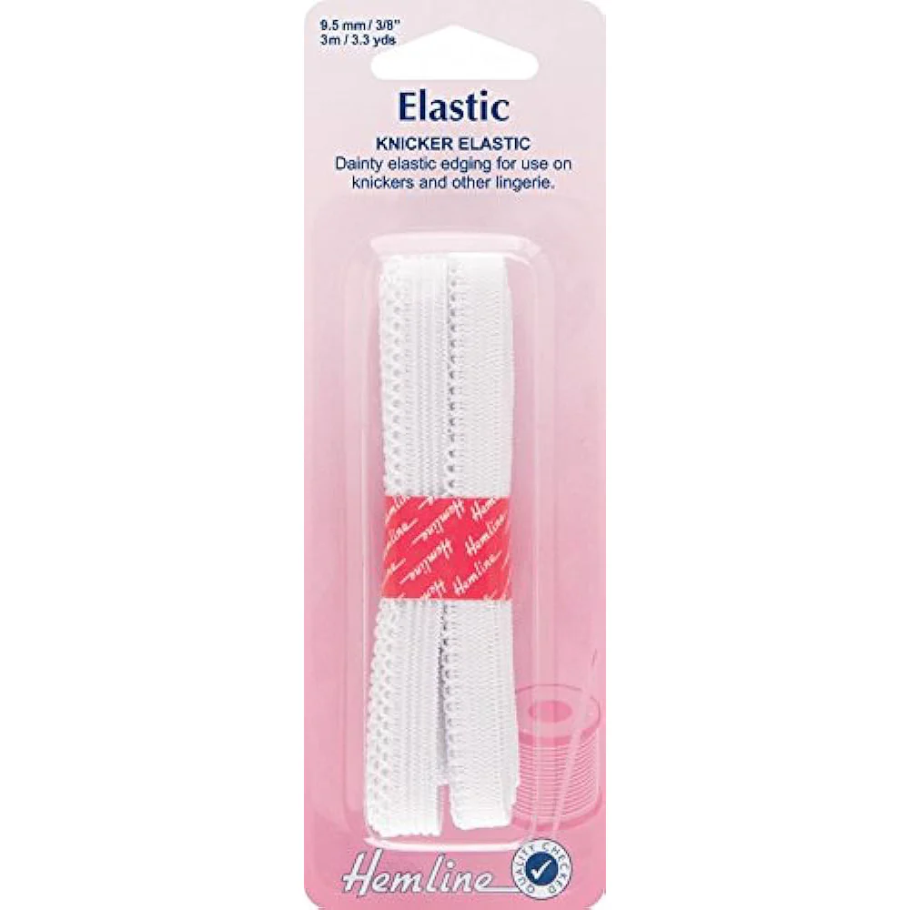 Hemline Knicker Elastic - 9.5mm x 3m White