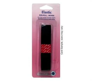 Hemline Elastic Non-Roll Woven - Black 12mm x 1m