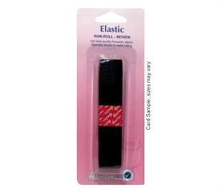 Hemline Elastic Non-Roll Woven - Black 20mm x 1m