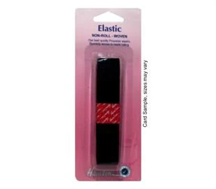 Hemline Elastic Non-Roll Woven - Black 25mm x 1m