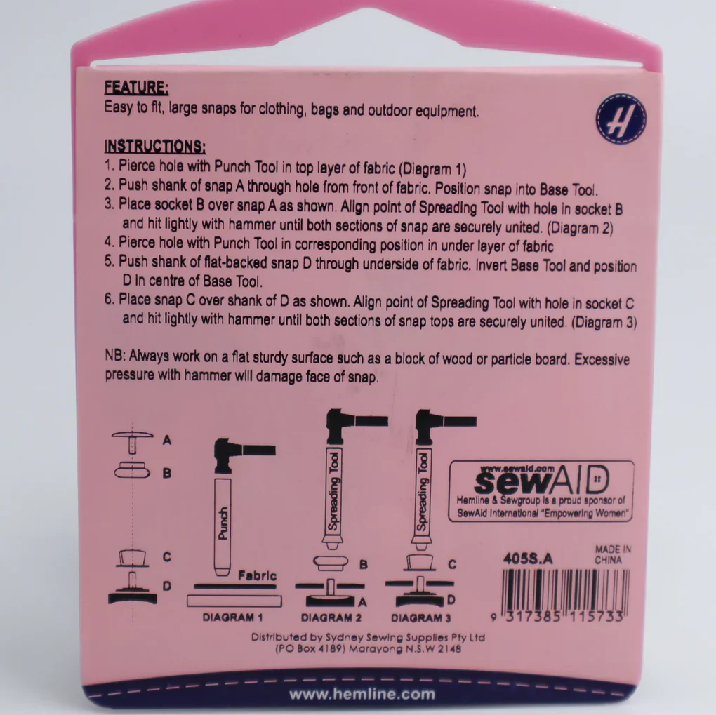 Hemline Heavy Duty Snaps With Tool Bronze - 15mm - Set of 12 - Image 2