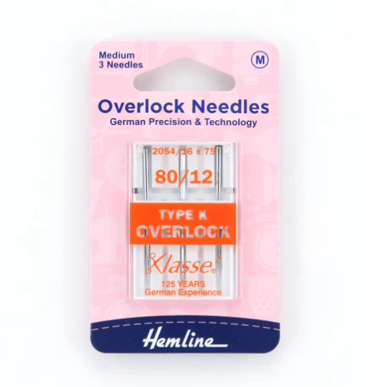 Hemline Klasse Sewing Machine Needles Overlocker Type B 80/12 - 3 Per Cassette