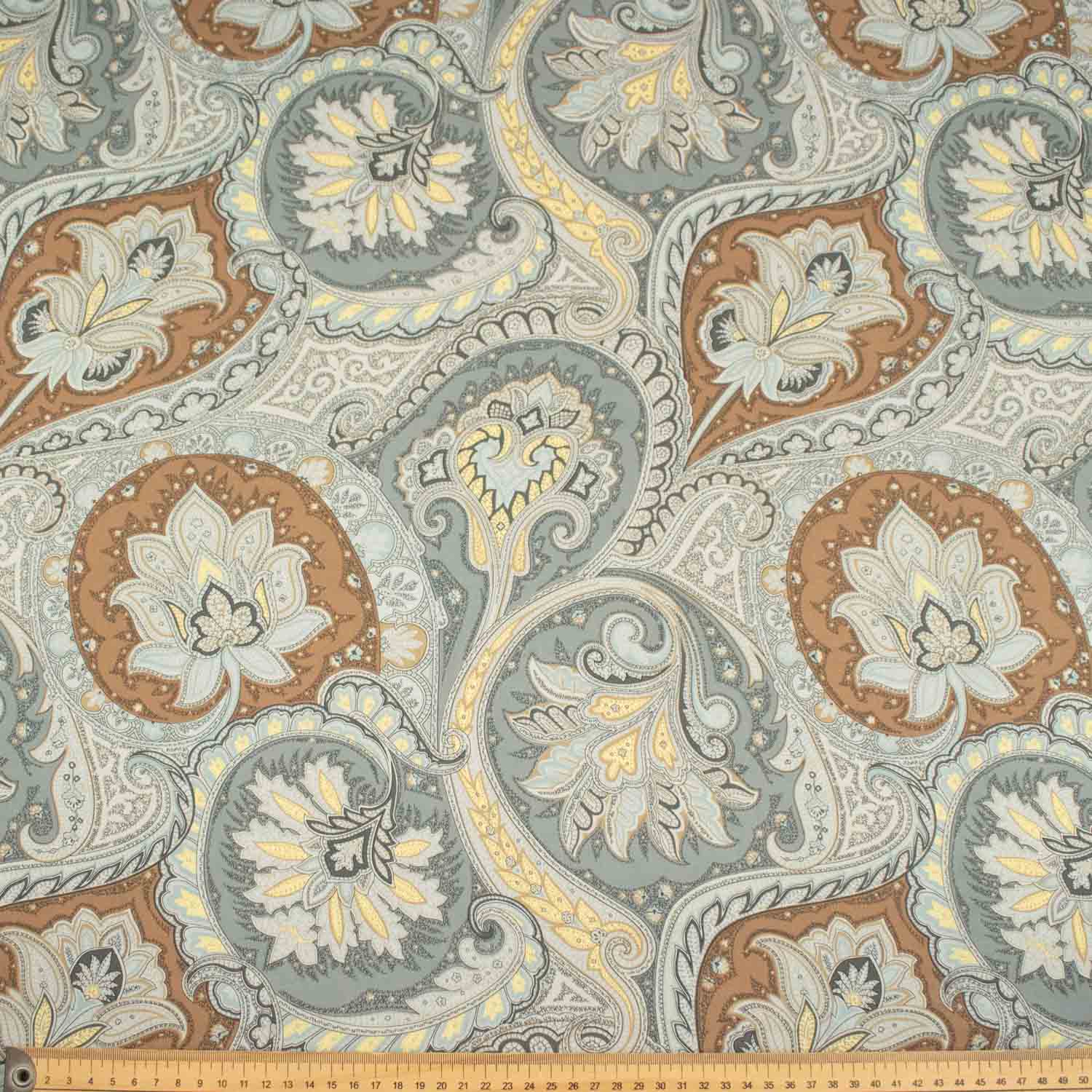 Ice Wash Sateen Prints Design-Silver Paisley Vines - Image 3
