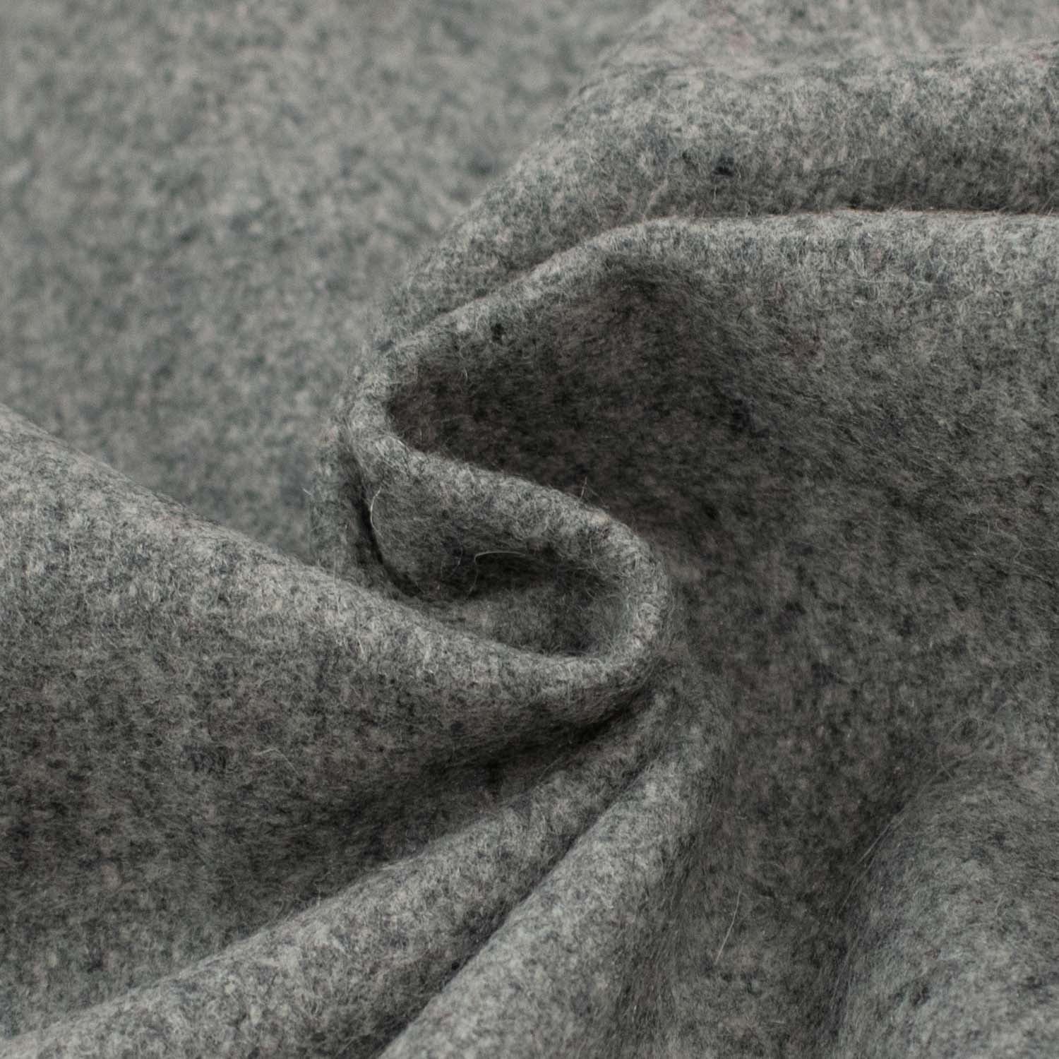 Italian Wool Felt Coating Light Melange Grey - Image 3