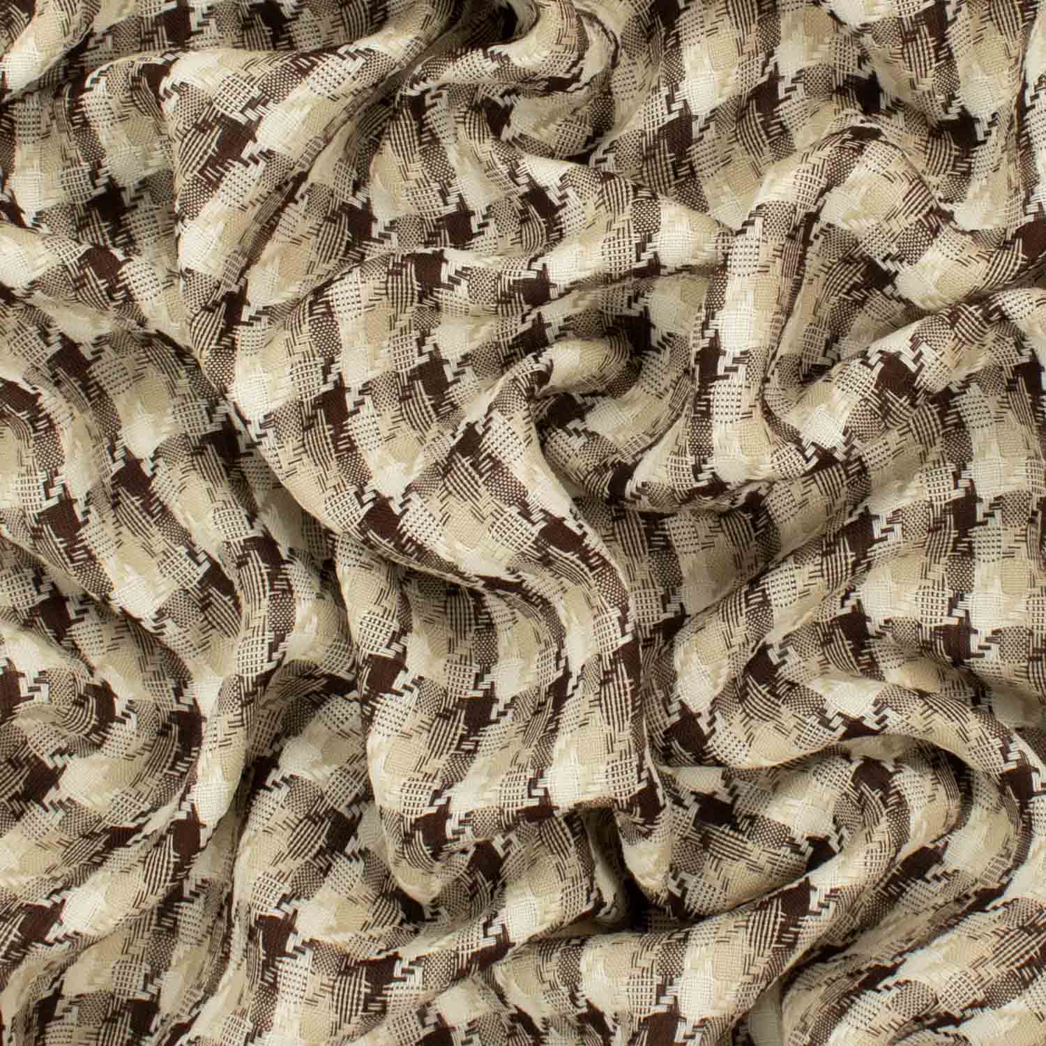 Japanese Loose Weave Brown Houndstooth Check Wool Suiting - Image 3