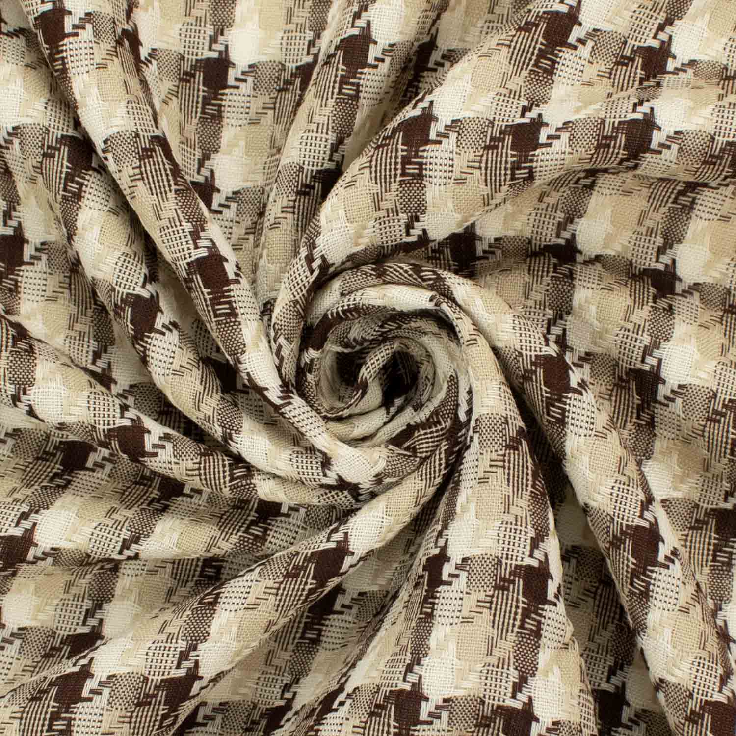 Japanese Loose Weave Brown Houndstooth Check Wool Suiting - Image 5
