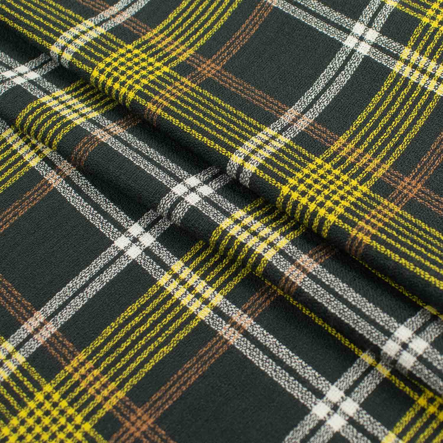 Japanese Printed Wool Suiting Pattern 04 Yellow & Dark Grey Checks - Image 5