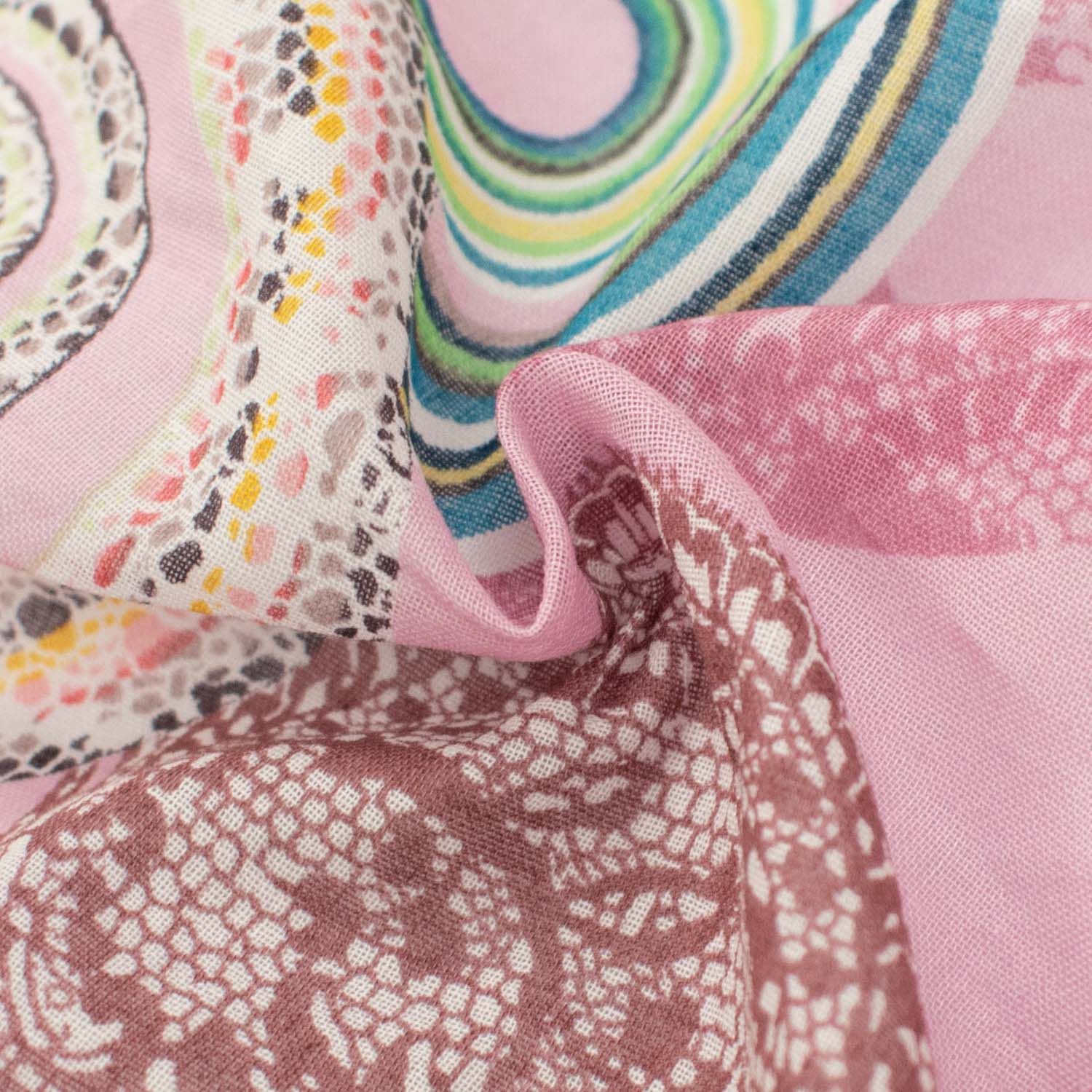Japanese Pure Cotton Lawn Prints Design-142 Green & Pink Circles - Image 3