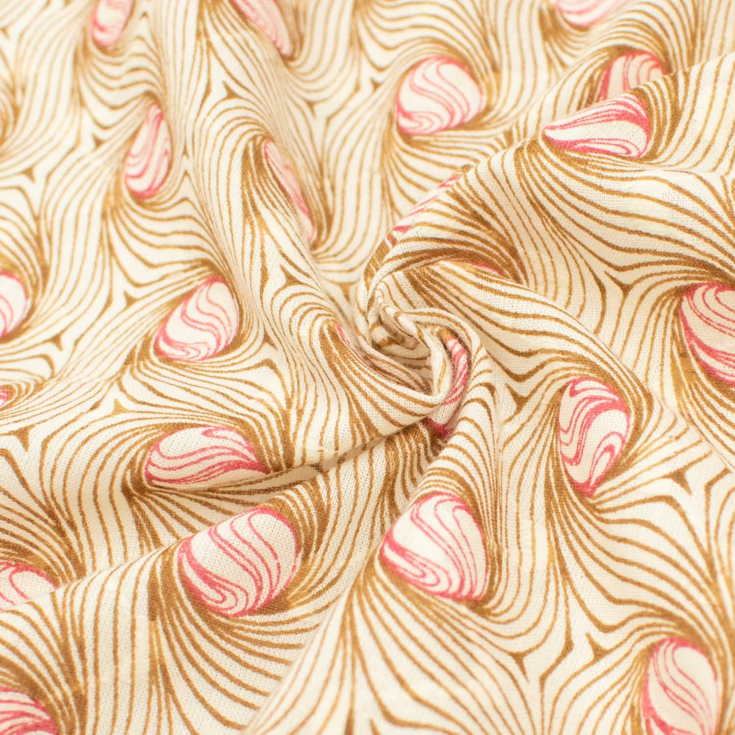 Japanese Pure Cotton Lawn Prints Design-143 Brown Swirl on Cream - Image 2