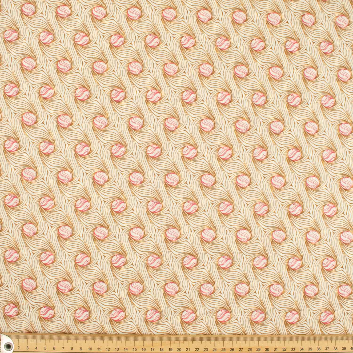 Japanese Pure Cotton Lawn Prints Design-143 Brown Swirl on Cream - Image 3