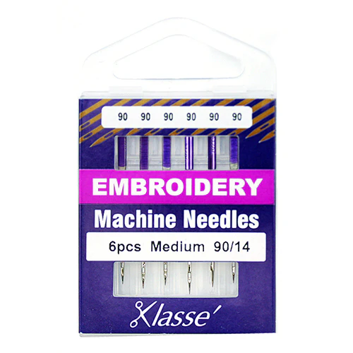 Klasse Sewing Machine Needles Embroidery Size 90/14 - 6 Per Cassette