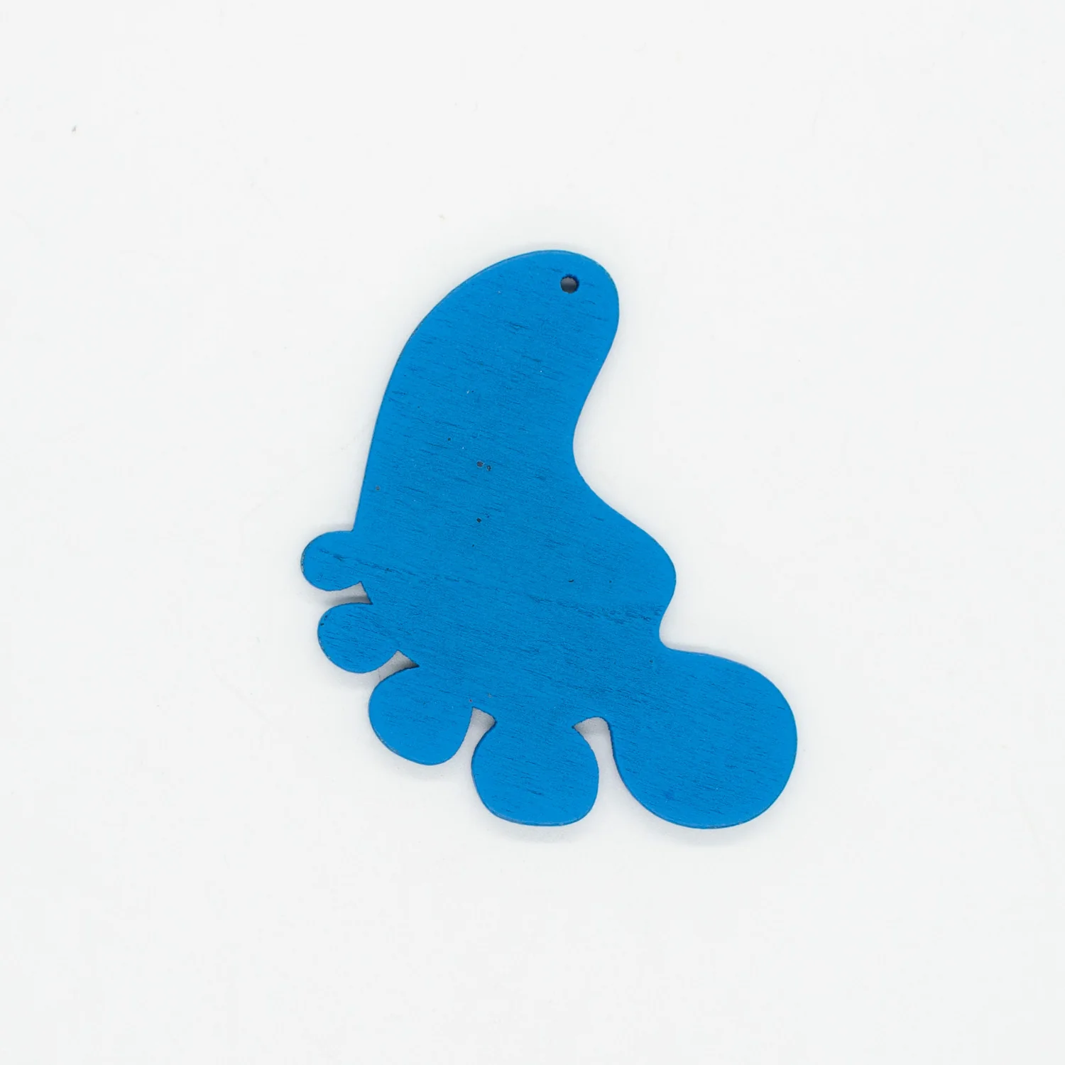 Blue Baby Feet Laser Cut Wooden Motif Pendant Charm - Image 2