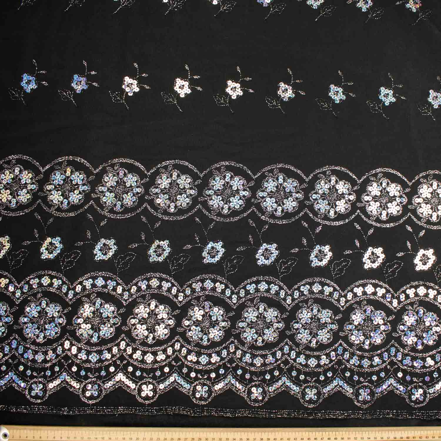 Light Sequin Tulle Lace Black Design-3 - Image 3
