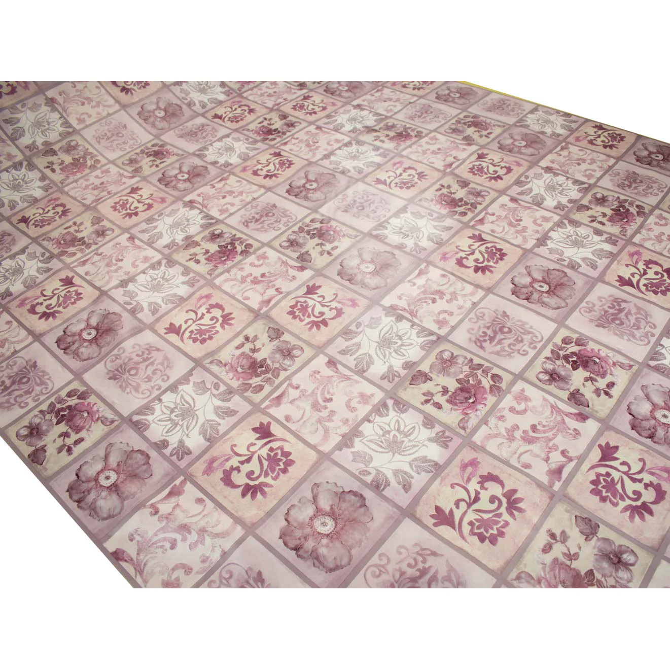 Lilac & Vines Check Plastic Tablecloth Fabric