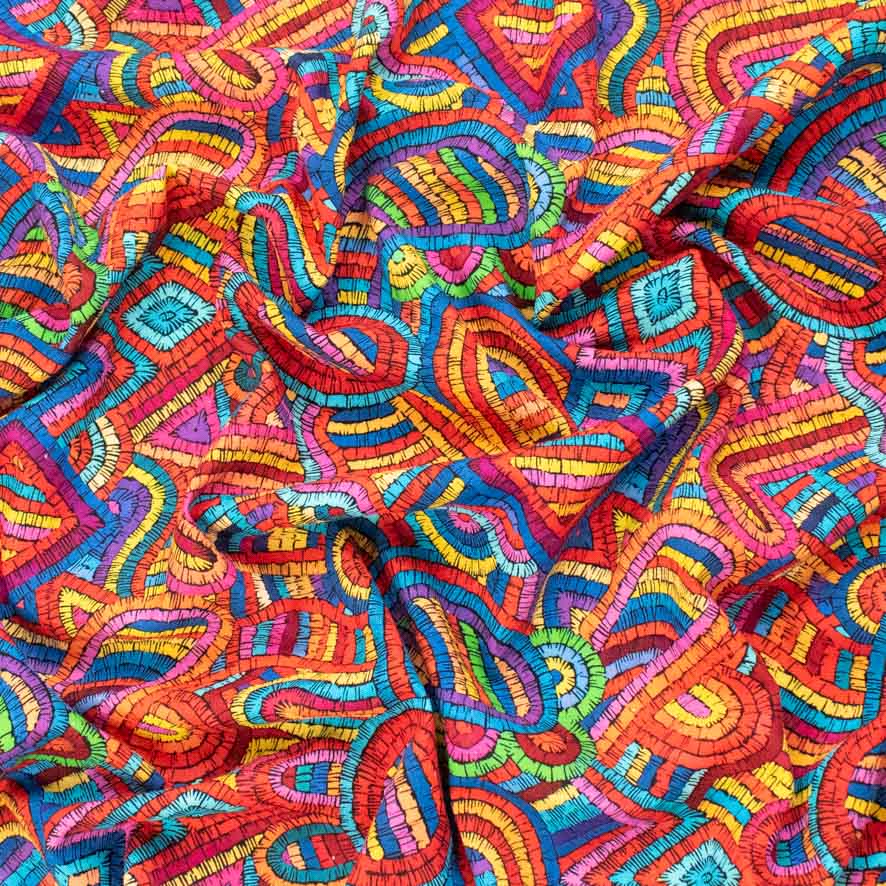 Linen Rayon Digital Print Design-3 Multicolour Paisley Mosaic - Image 2