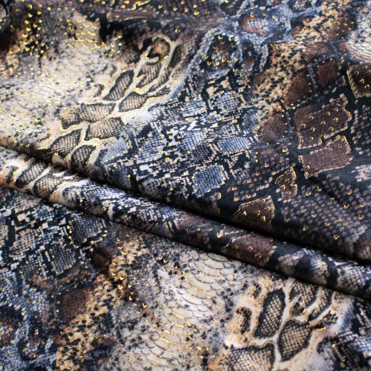 Lurex Velvet Spandex Animal Print Gold Foil Snake Skin - Image 4