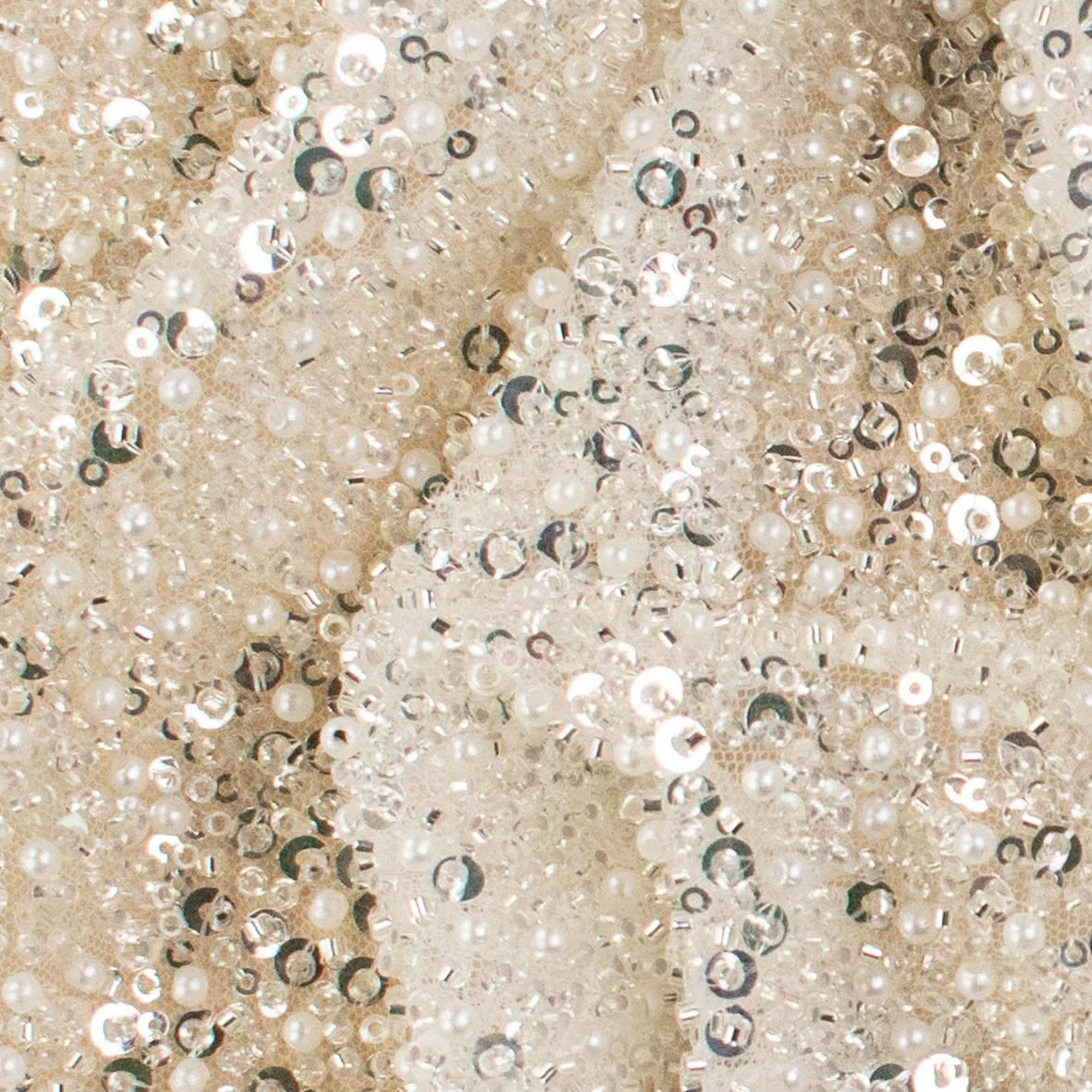 Luxury Pearl & Crystal Beaded Sequins Mesh Lace – SS41900 White - Image 4