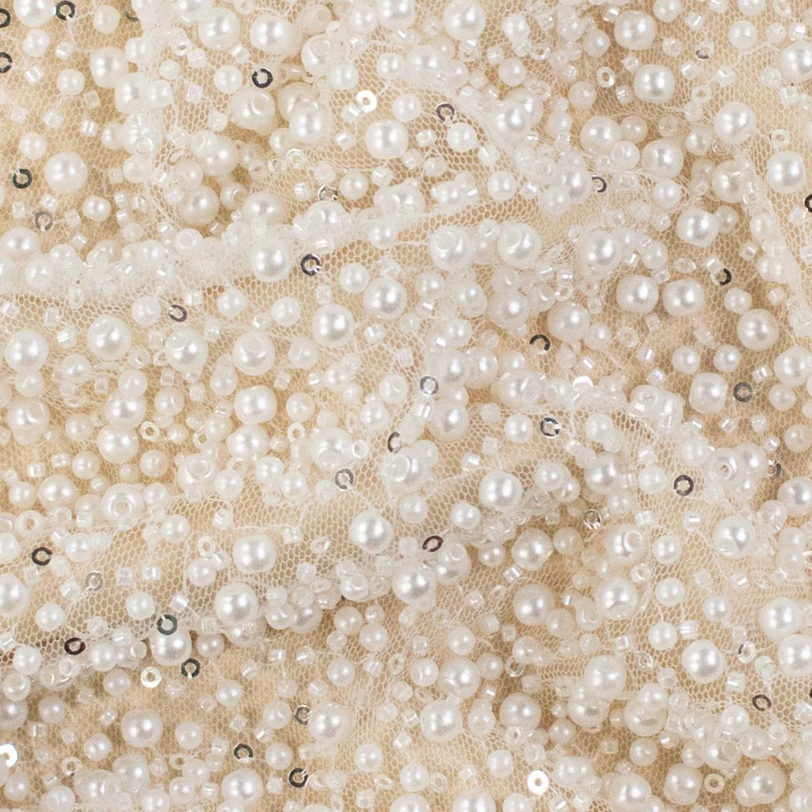 Luxury Pearl & Crystal Beaded Sequins Mesh Lace – SS41903 White - Image 10