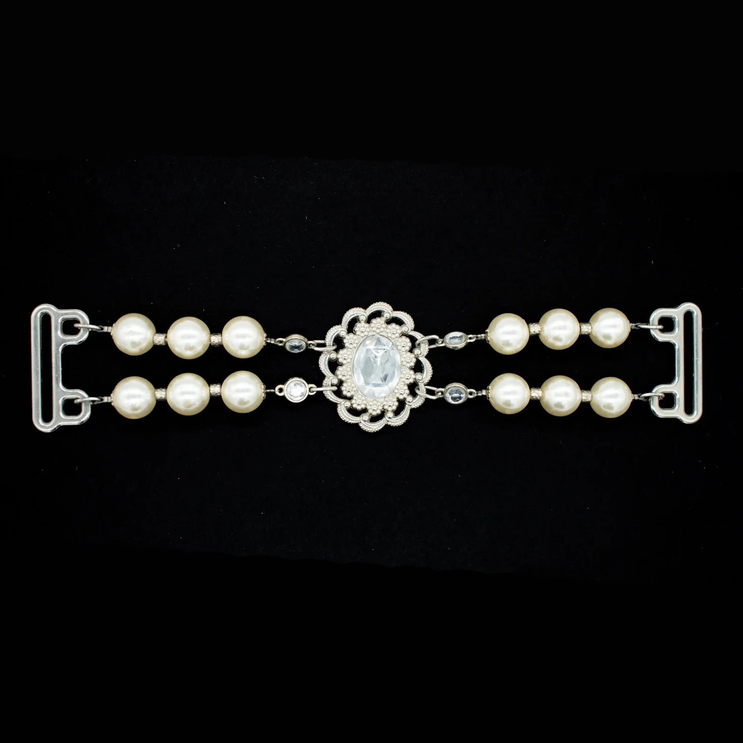 Luxury Vintage Rhinestone Pearl Choker Necklace Bridal Decor Buckles - Image 3