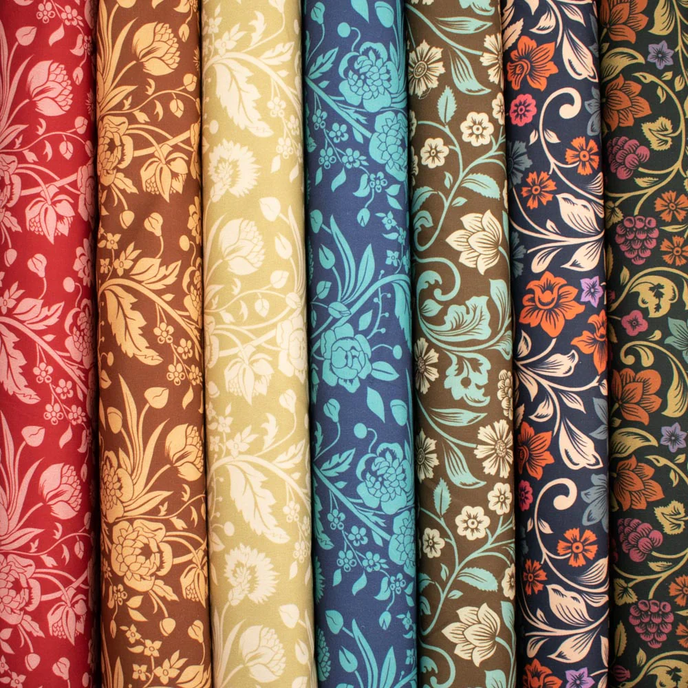 Maurice Style Collection #13 Multi Colour Floral Vines on Navy Cotton Prints - Image 2