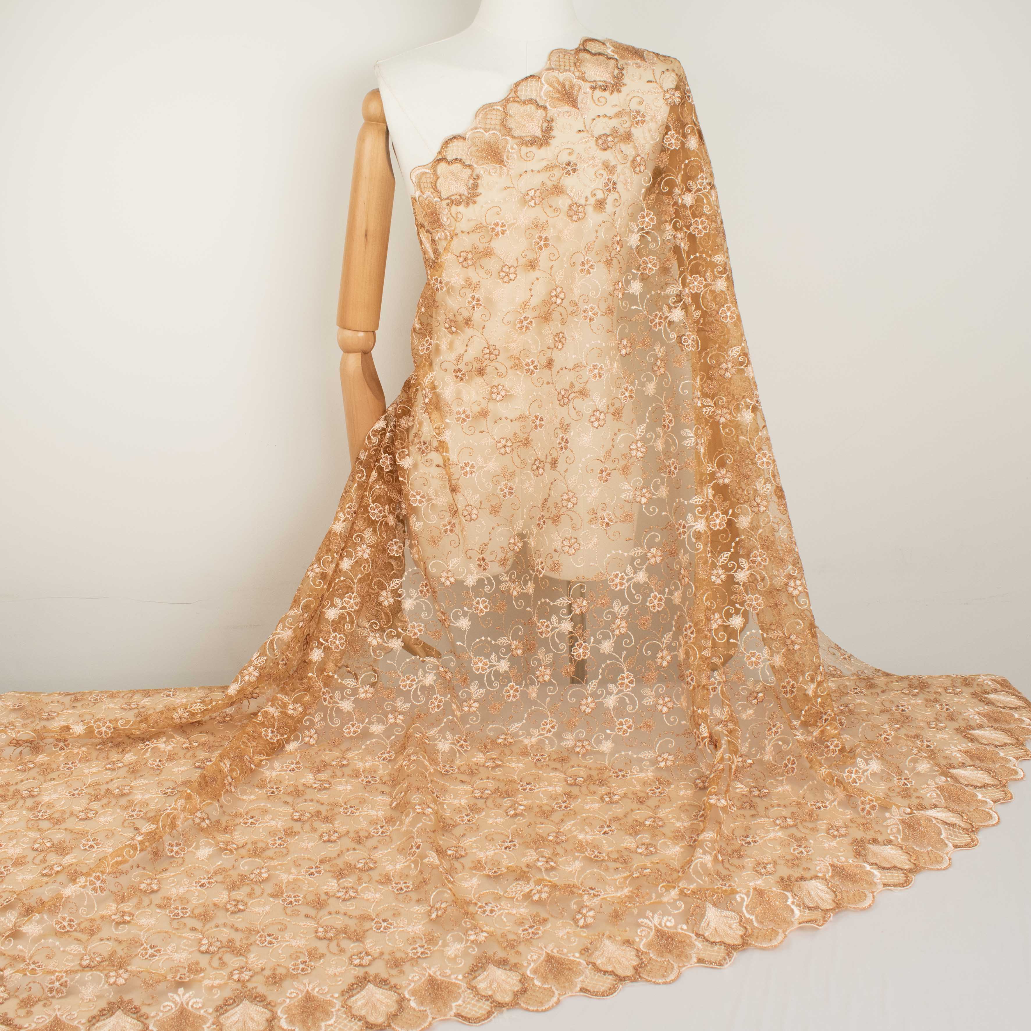 Metallic Floral Lace Design-2 Brown - Image 4