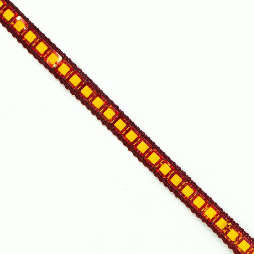 Multicolor Single Square Sequins Trim Embroidered Ribbon - Image 10