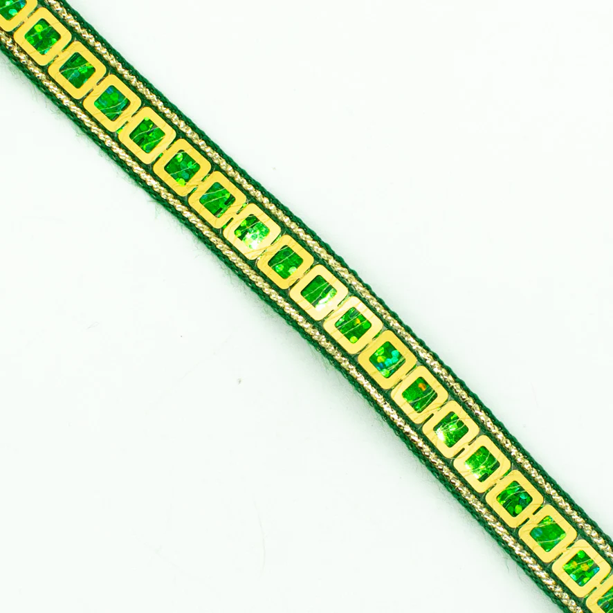 Multicolor Single Square Sequins Trim Embroidered Ribbon - Image 4