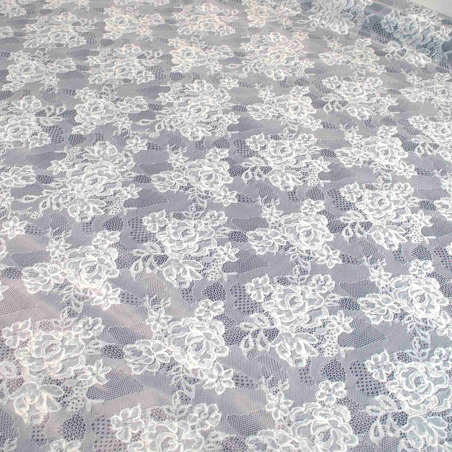 Navy Laces Plastic Tablecloth Fabric - Image 2