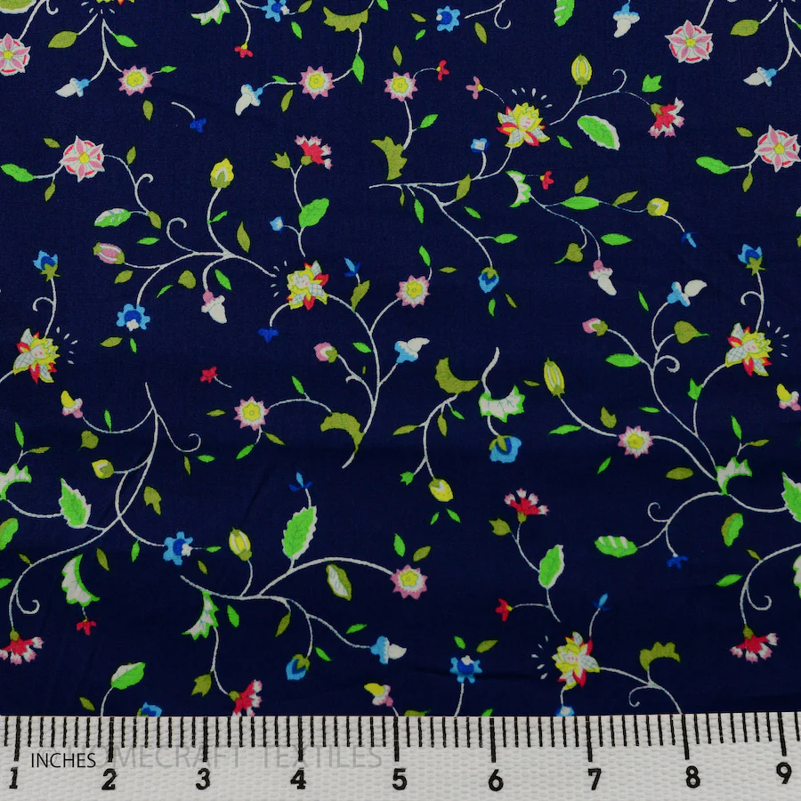 Navy Turkish Floral Cotton Print