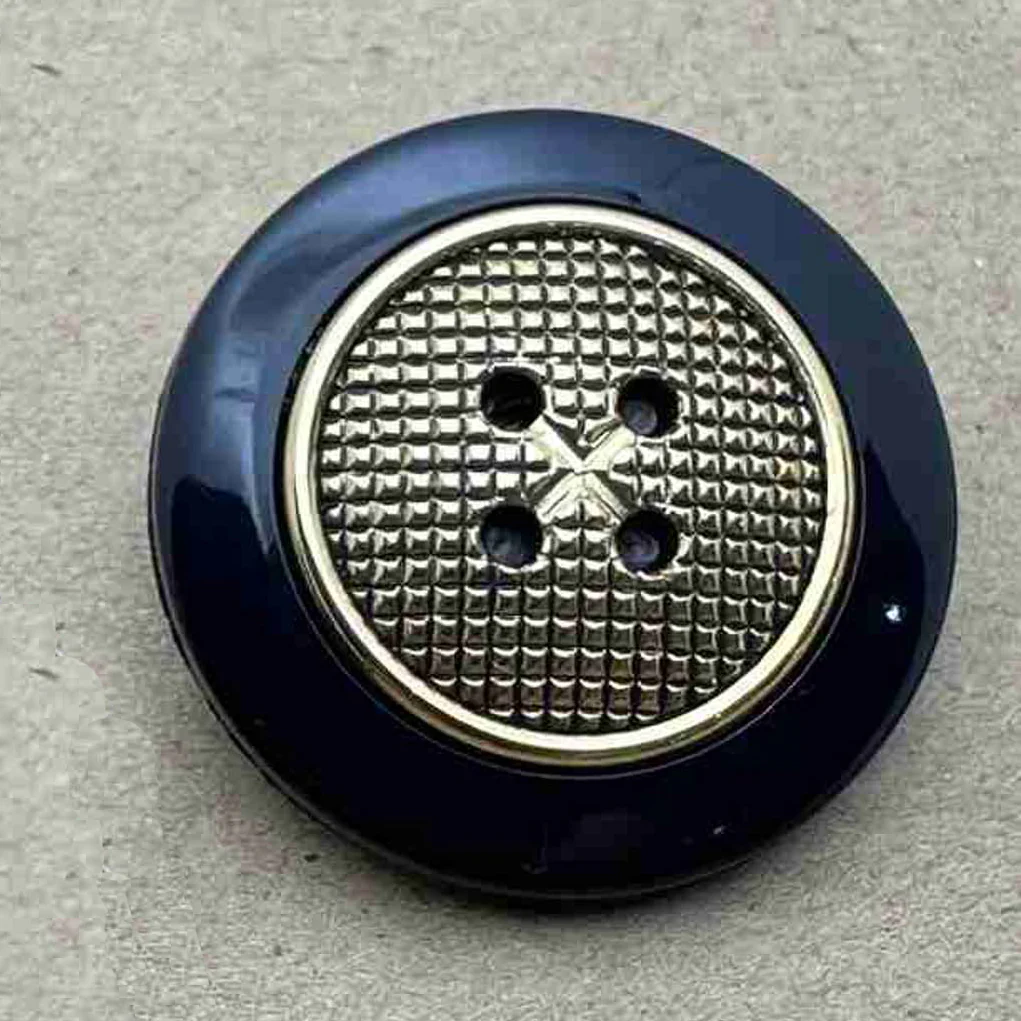 Nylon Gold Metallic Round Patterned Shank Button - Image 10