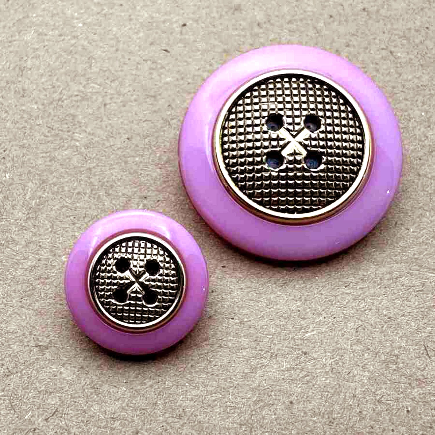 Nylon Gold Metallic Round Patterned Shank Button - Image 3