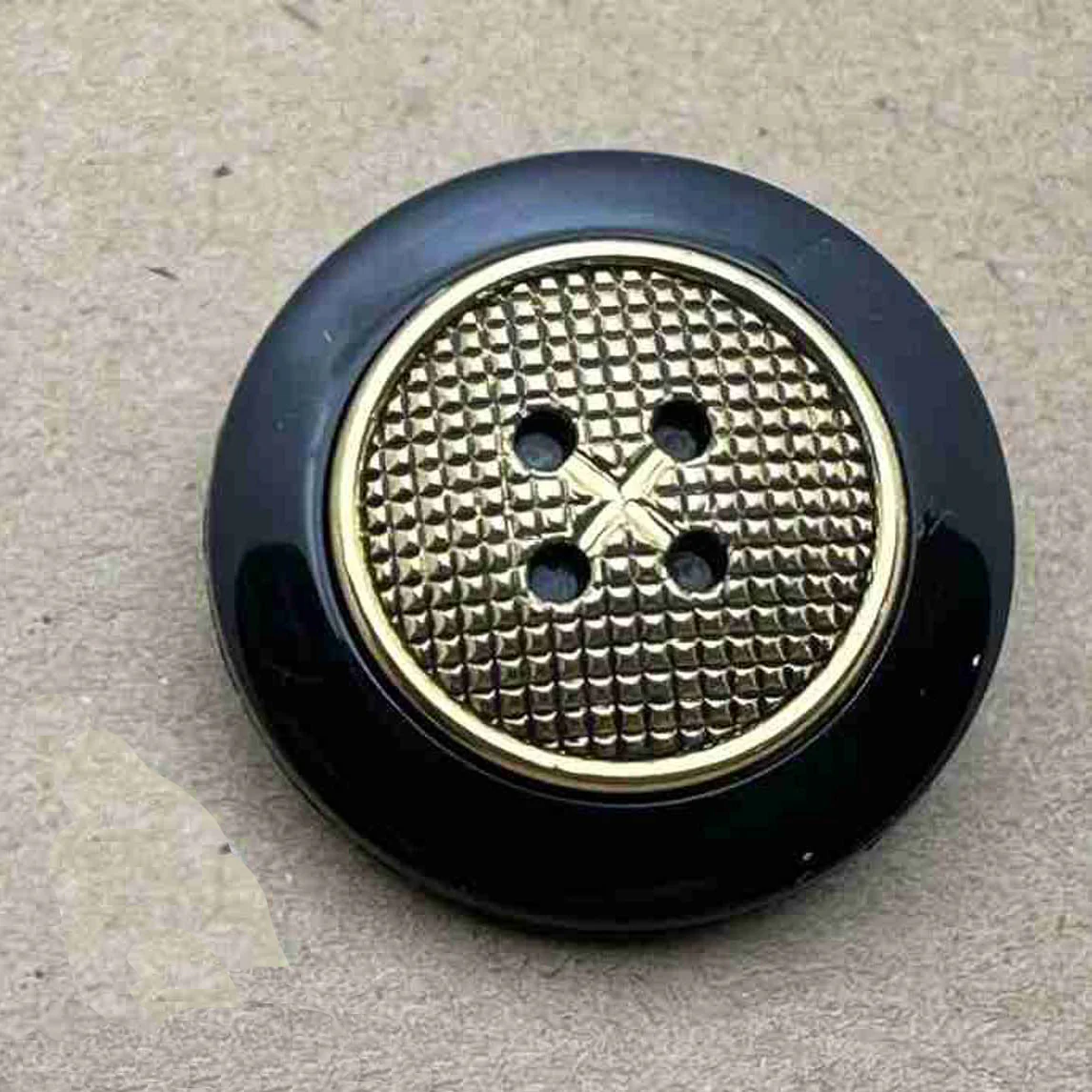 Nylon Gold Metallic Round Patterned Shank Button - Image 7