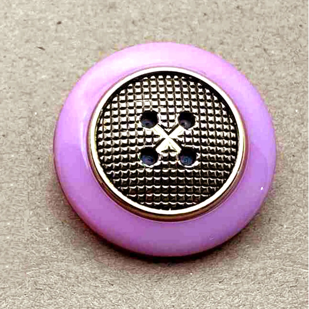 Nylon Gold Metallic Round Patterned Shank Button - Image 9