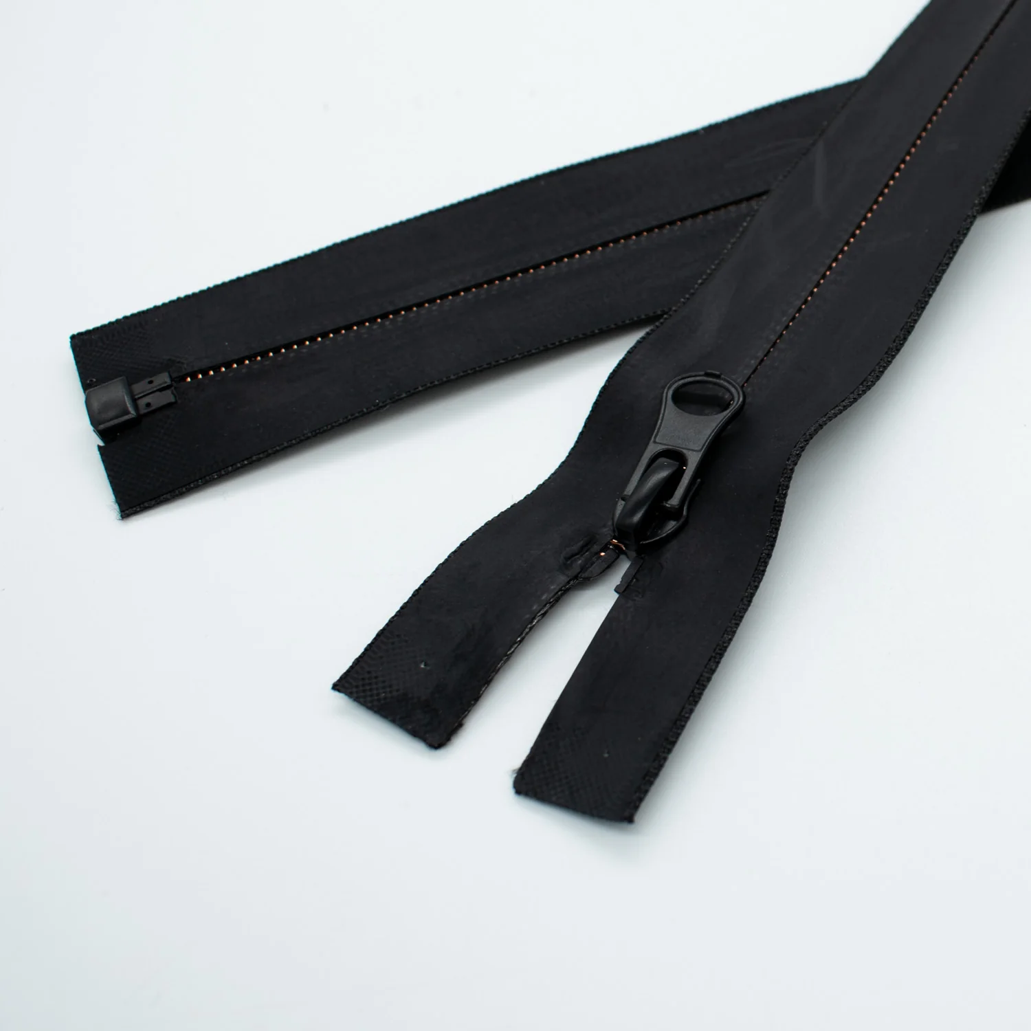 Open End Water Resistant Rubber Tube Coil Invisible Zip 65mm Black & Rose Gold - Image 3