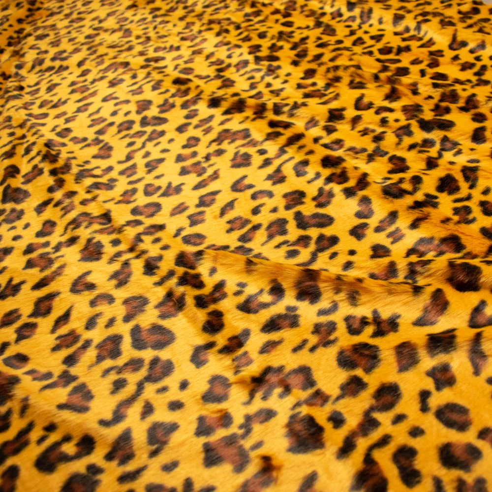 Patterned Plush Short Hair Faux Fur Design-28 Yellow Leopard by 25CM - Image 3
