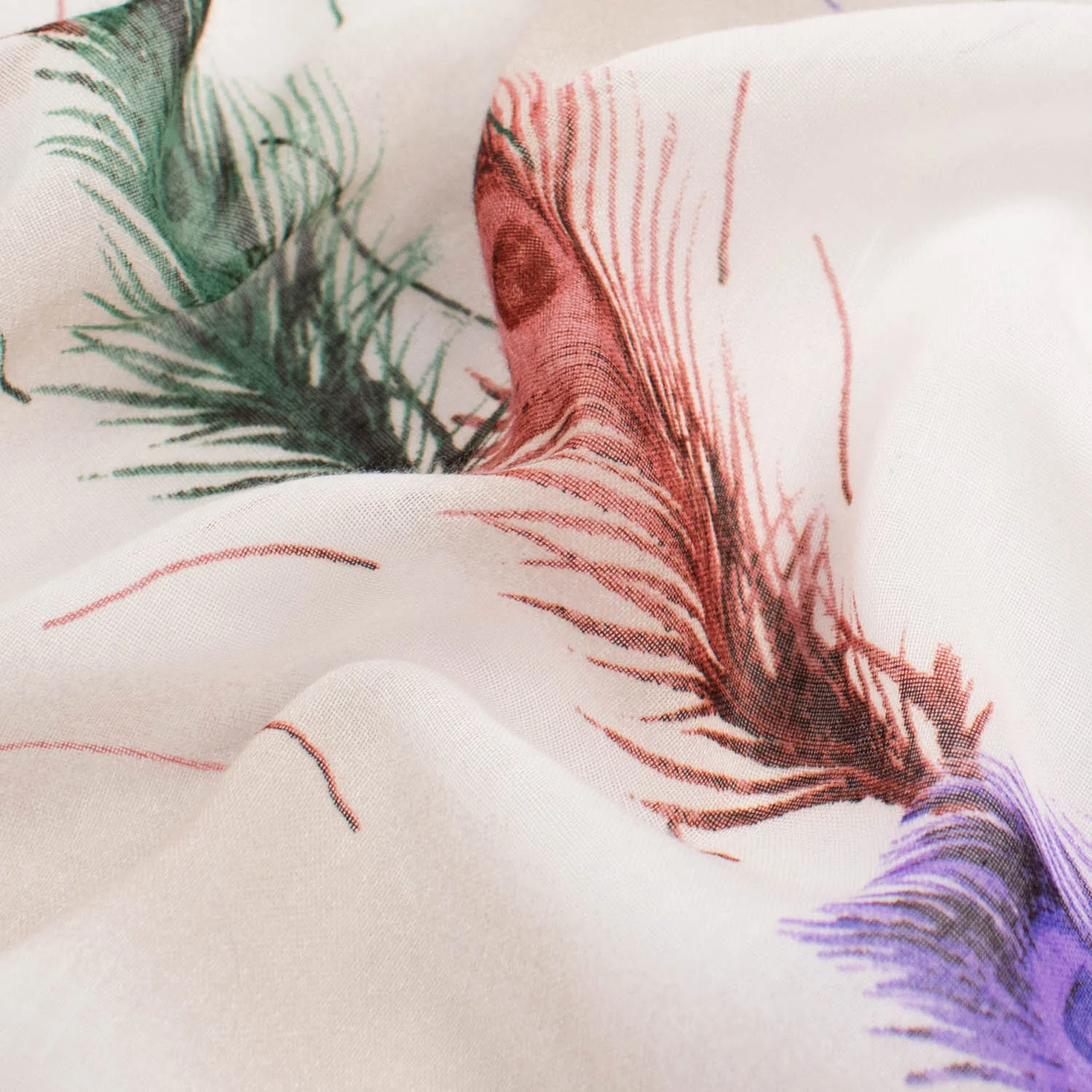 Peacock Printed Cotton Blended Voile Purple & Maroon - Image 5